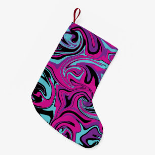 Spill - Pink, Purple, Blue and Black Throw Pillow Small Christmas Stocking