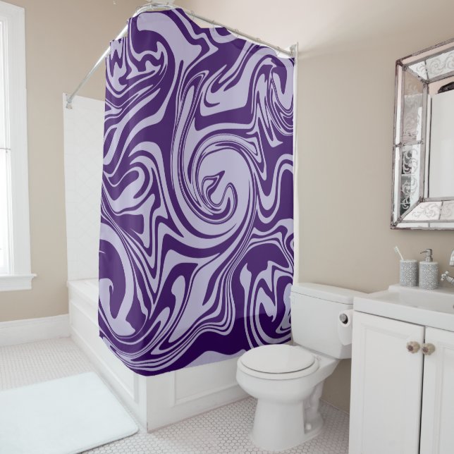 Spill - Purple Shower Curtain (In Situ)