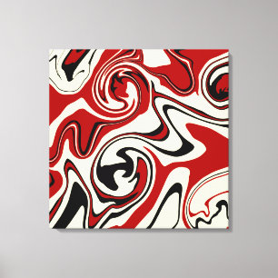Spill - Red & Cream Canvas Print