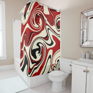 Spill - Red & Cream Shower Curtain