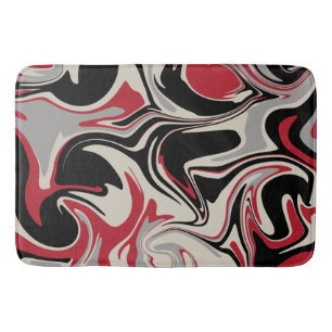 Spill - Red, Grey, Black and Bone White Bath Mat