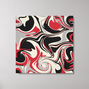 Spill - Red, Grey, Black and Bone White Canvas Print