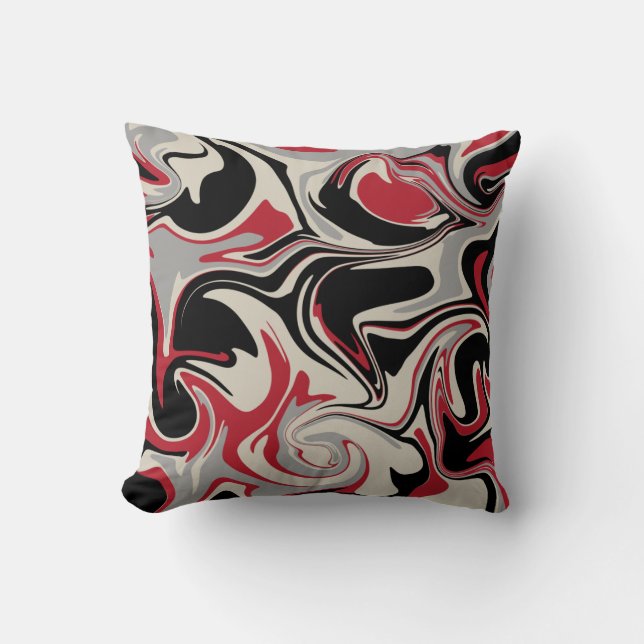 Spill - Red, Grey, Black and Bone White Cushion (Front)
