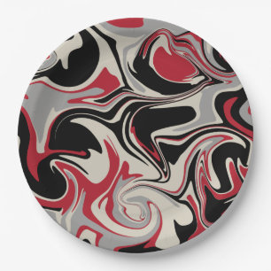 Spill - Red, Grey, Black and Bone White Paper Plate