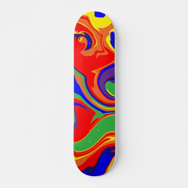Spill - swirling liquid rainbow skateboard (Front)