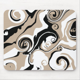 Spill - Taupe, Black and White Mouse Mat
