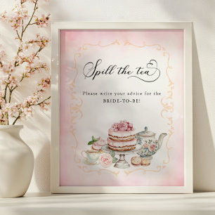 Spill the Tea Bridal Shower Advice Sign 