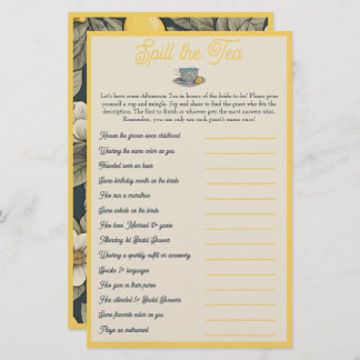 Spill the Tea: Bridal Shower Mix and Mingle Game