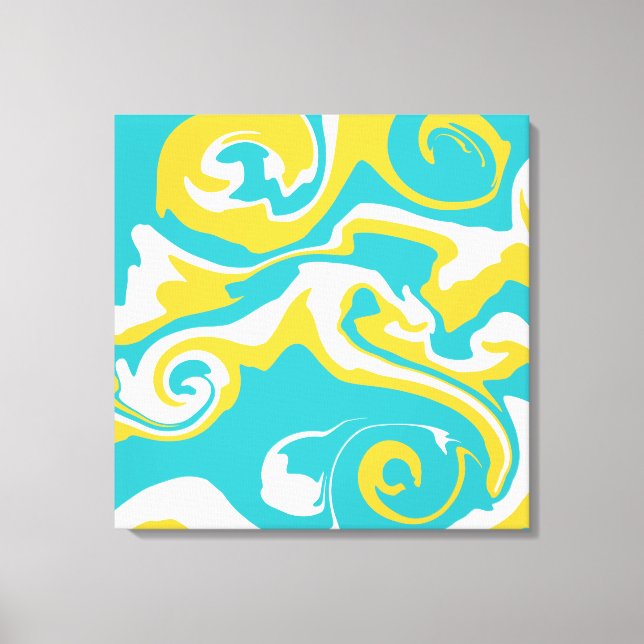 Spill - Turquoise and Yellow Canvas Print (Front)