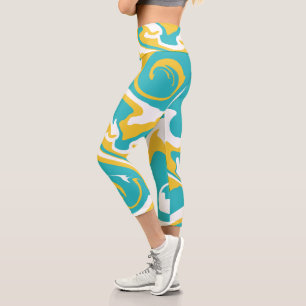 Spill - Turquoise and Yellow Capri Leggings
