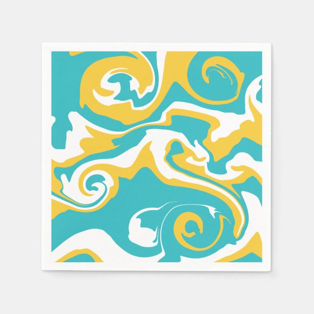 Spill - Turquoise and Yellow Napkin (Front)