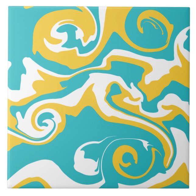 Spill - Turquoise and Yellow Tile (Front)