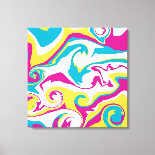 Spill - Turquoise, Yellow, Pink and White Canvas Print (Front)