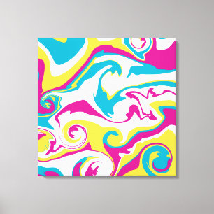 Spill - Turquoise, Yellow, Pink and White Canvas Print
