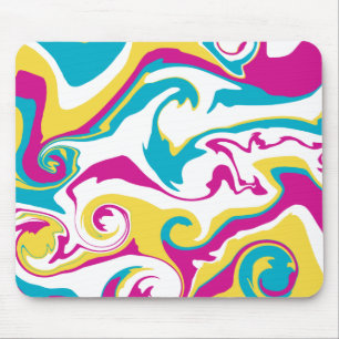 Spill - Turquoise, Yellow, Pink and White Mouse Mat