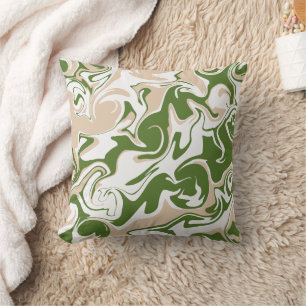 Spill - White, Sand and Palm Green Cushion