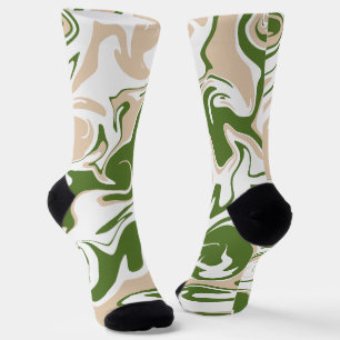 Spill - White, Sand and Palm Green Socks
