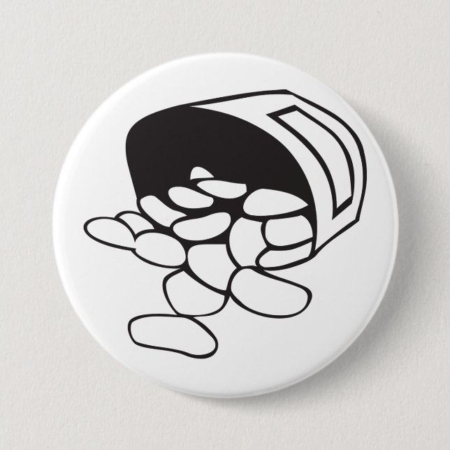 Spilled Beans Black and White Outline 7.5 Cm Round Badge (Front)