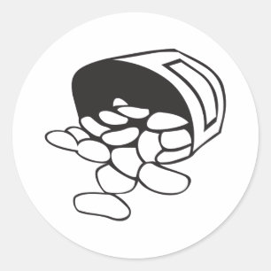 Spilled Beans Black and White Outline Classic Round Sticker