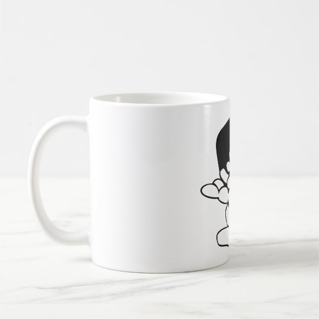 Spilled Beans Black and White Outline Coffee Mug (Left)