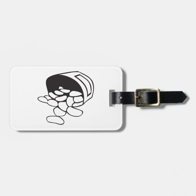Spilled Beans Black and White Outline Luggage Tag (Front Horizontal)