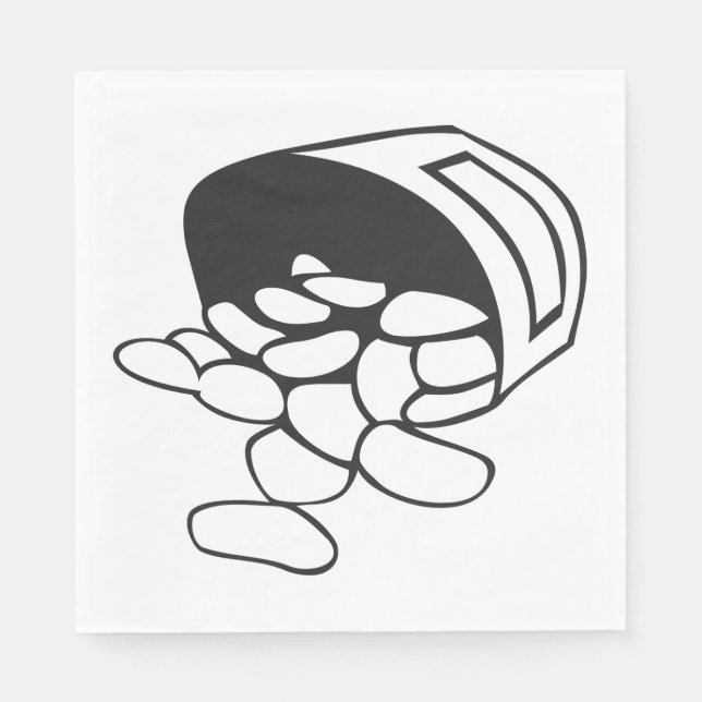Spilled Beans Black and White Outline Napkin (Front)