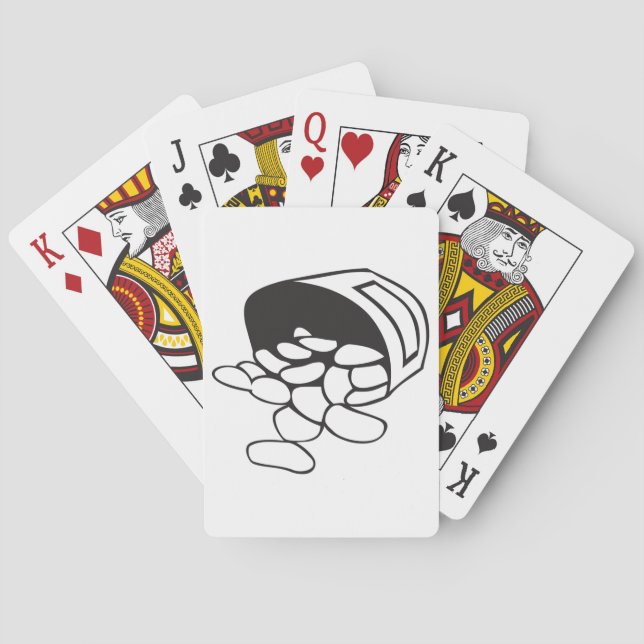 Spilled Beans Black and White Outline Playing Cards (Back)