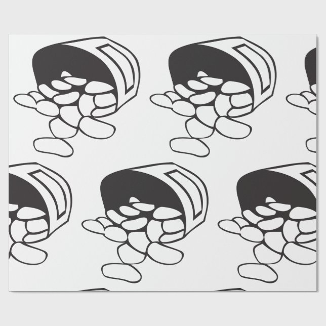 Spilled Beans Black and White Outline Wrapping Paper (Flat)