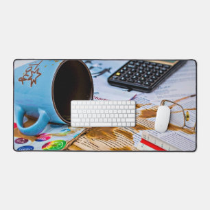 Spilled coffee desk mat