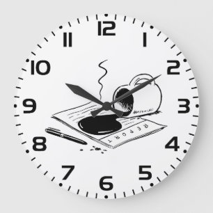 Spilled Coffee on Report Funny Office Mishap Large Clock