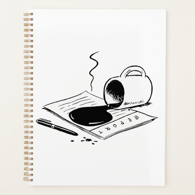Spilled Coffee on Report Funny Office Mishap Planner (Front)