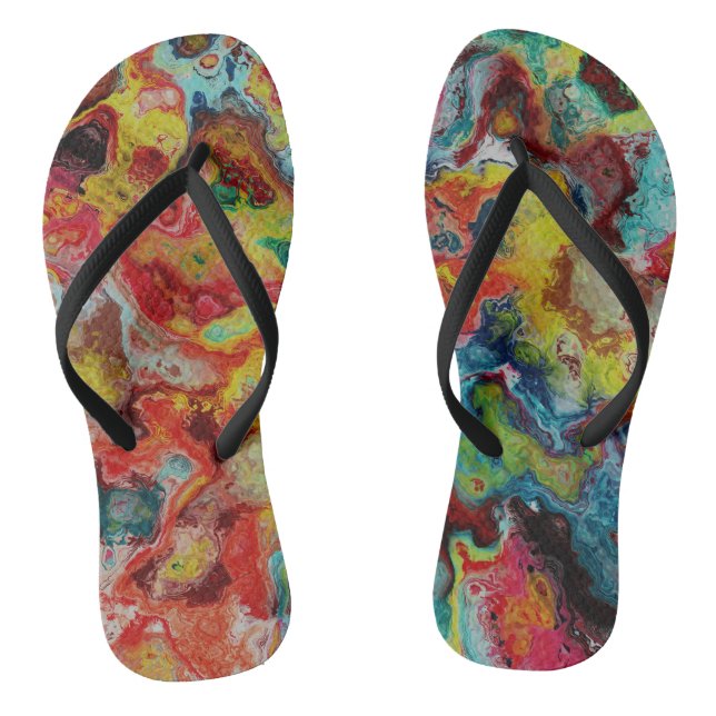 Spilled Paint Marble Flip Flops (Footbed)