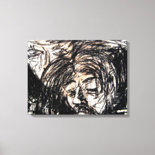 Spilled Red Wine black and white charcoal Canvas Print