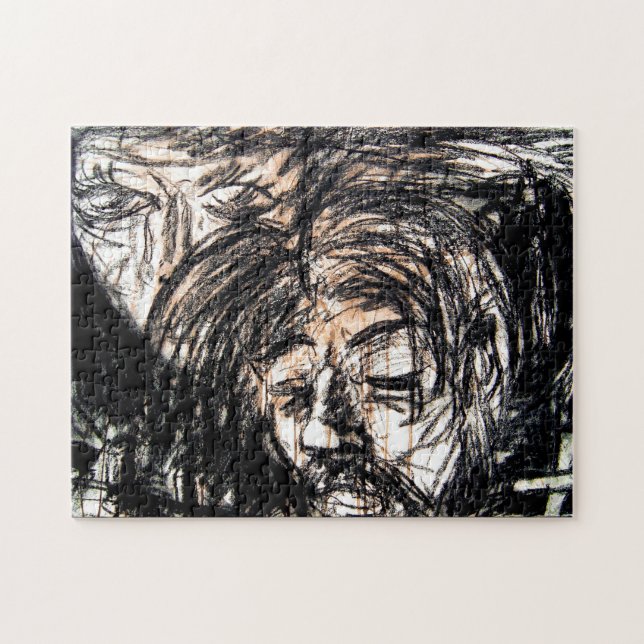 Spilled Red Wine Charcoal Drawing Jigsaw Puzzle (Horizontal)