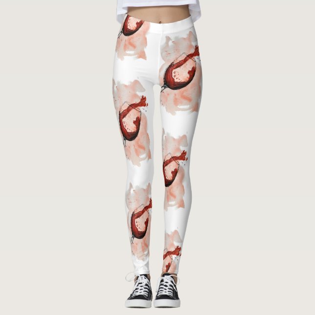 Spilled Red Wine Glass – Elegant and Expressive Wa Leggings (Front)