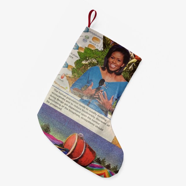 Spilled Truths A Collage of Science Society Hope Small Christmas Stocking (Front (Hanging))