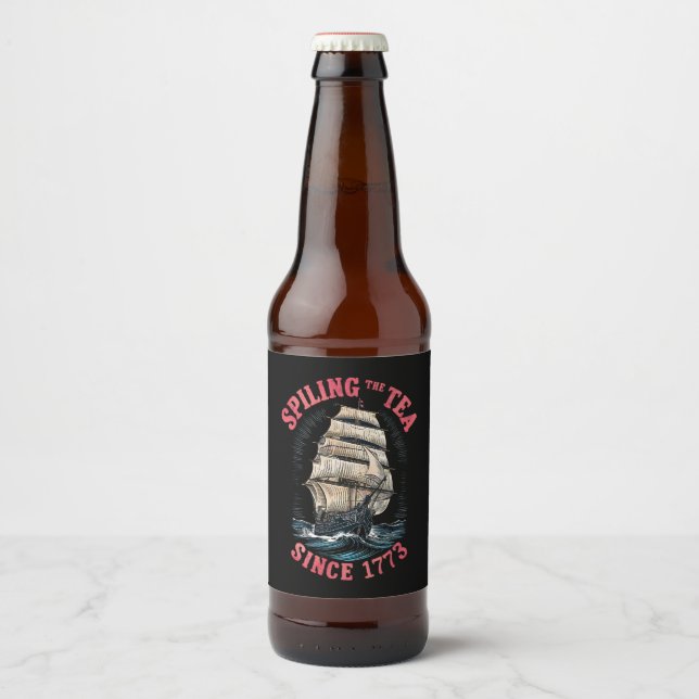 Spilling The Tea Since 1773 4th of July Beer Bottle Label (Front)