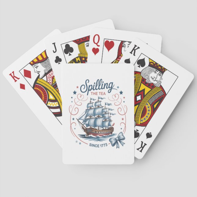 Spilling The Tea Since 1773 4Th Of July Patriotic  Playing Cards (Back)