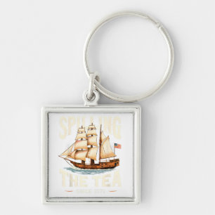 Spilling The Tea Since 1773 4th Of July Retro USA Key Ring
