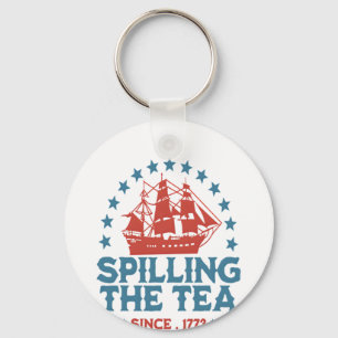 Spilling The Tea Since 1773 Red White Blue Funny 4 Key Ring