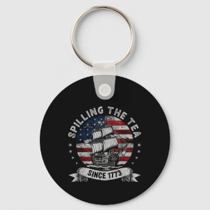 Spilling The Tea Since 1773 Red White Blue Funny 4 Key Ring