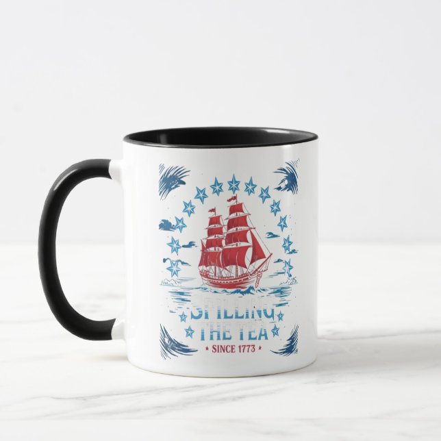 Spilling The Tea Since 1773 Red White Blue Funny 4 Mug (Left)