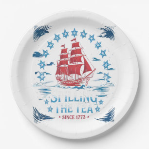 Spilling The Tea Since 1773 Red White Blue Funny 4 Paper Plate