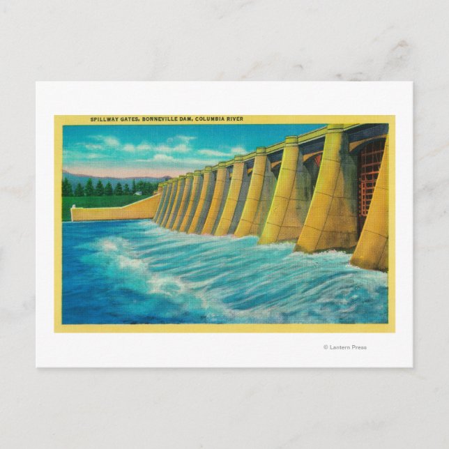 Spillway Gates on Bonneville Dam Postcard (Front)