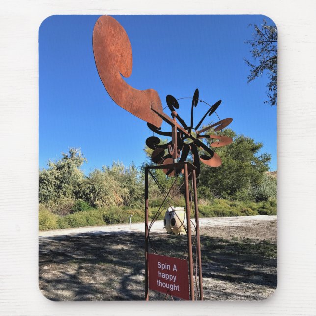 Spin a Happy Thought, Funny Sign Mouse Mat (Front)
