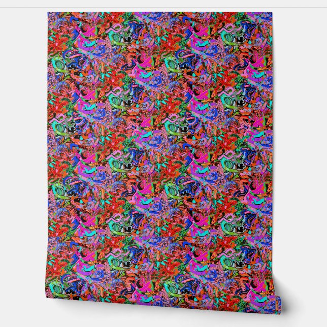Spin art graffiti print  wallpaper (Unrolling)