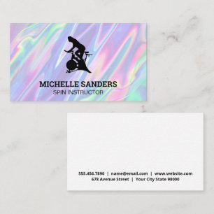 Spin Bike Rainbow Metallic Liquid Background Business Card