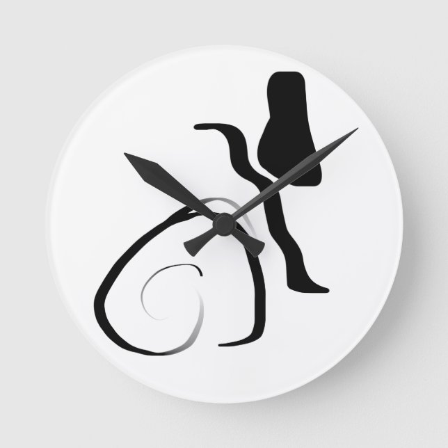 Spin Cycle: Abstract Black & White Round Clock (Front)