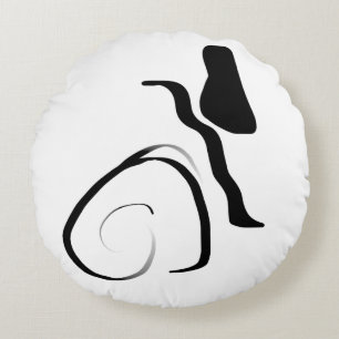 Spin Cycle: Abstract Black & White Round Cushion