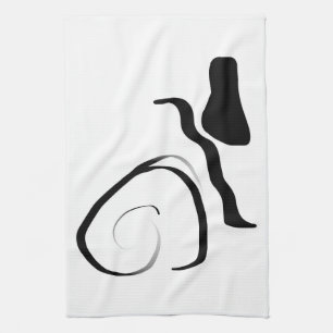 Spin Cycle: Abstract Black & White Tea Towel